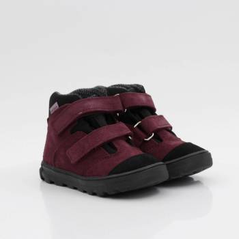 Mrugała kožené dětské boty na suchý zip s membránou neo plum