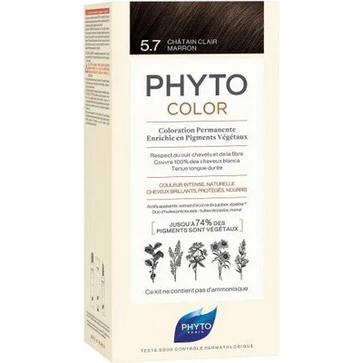 PHYTO Безамонячна боя за коса 5.7 Много Светъл Кестен, Phyto Phytocolor Coloration Permanente 5.7 Light Chestnut Brown 50ml