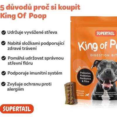 Supertail King Of Poop doplněk stravy pro podporu střevní flóry a imunity 60 ks