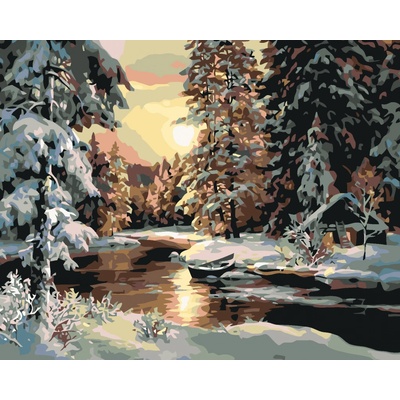 zuty Malování podle čísel Západ slunce nad lesem 100 x 80 cm bez rámu a bez vypnutí plátna
