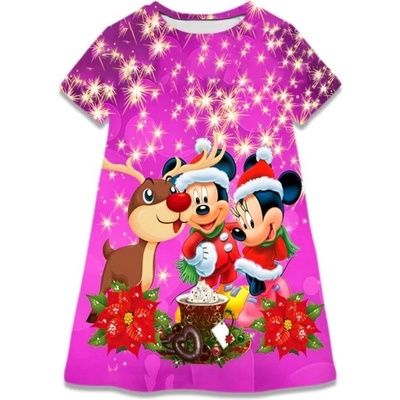 Dětské vánoční šaty Minnie a Mickey Mouse růžová