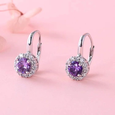 Silenti Jewelry Сребърни обеци "Палитра" - Лилав