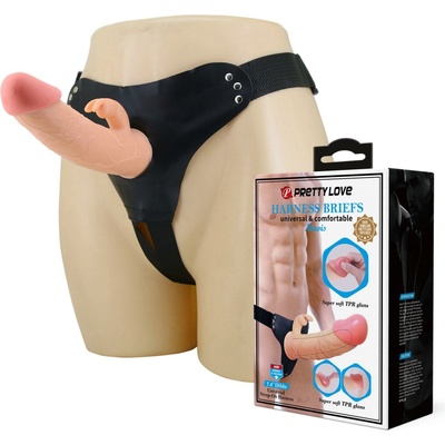 PRETTY LOVE Mavis Flesh univerzálny popruhový postroj dildo 7,4'' TPR