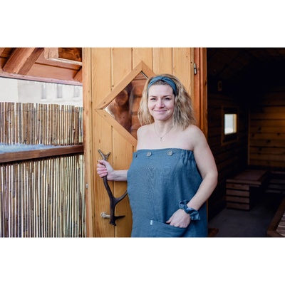 Nelly Dámská saunová sada petrol kilt, žíňka čelenka gumička turban