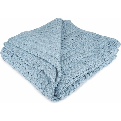 Vlnka Vlnený pletený pléd Merino modrá 100x150