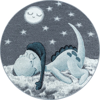 Ayyildiz Синьо-сив детски килим ø 120 cm Bambi - Ayyildiz Carpets (BAMBI1201200840BLUE)