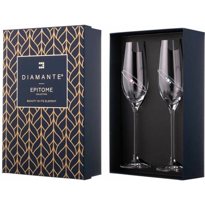 Swarovski Diamante sklenice na šampaňské Diamond Ring s krystaly 2 x 210 ml