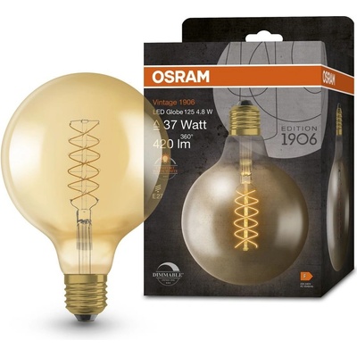 Osram LED žárovka globe Vintage, 4,8 W, 420 lm, teplá bílá, E27