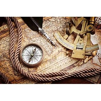 DIMEX ART s. r. o Флизелинов фототапет винтидж компас на картата ii. 375 x 250 см