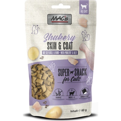 MACs Cat Shakery Snack Skin & Coat s kuracím a hovädzím 60 g