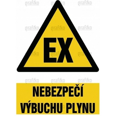 Grafiko | Nebezpečí výbuchu EX - Text obrázku Nebezpečí výbuchu plynu, Materiál Hliník, Rozměr 297x210mm