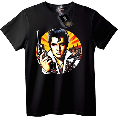 NOONEBRAND Тениска Elvis пистолет и китара - 2XL, Black