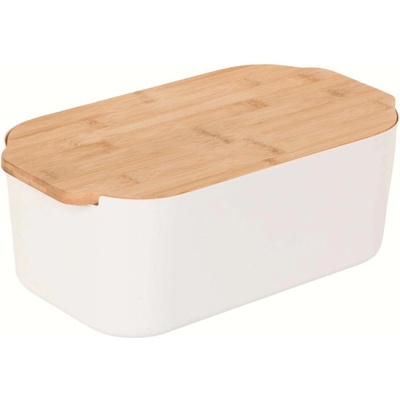 EH Excellent Houseware Chlebník s bambusovým víkem, 33 x 18,5 x 12 cm, bílý bílý
