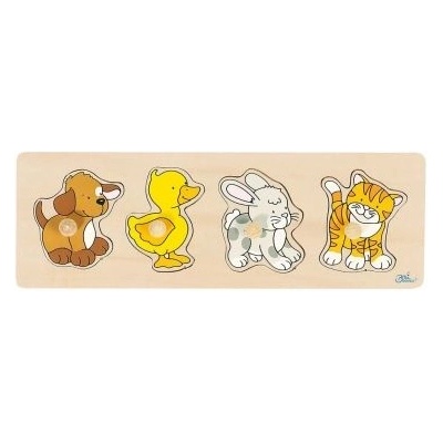 Goki - Дървен пъзел с дръжки - Куче, пате (57866)