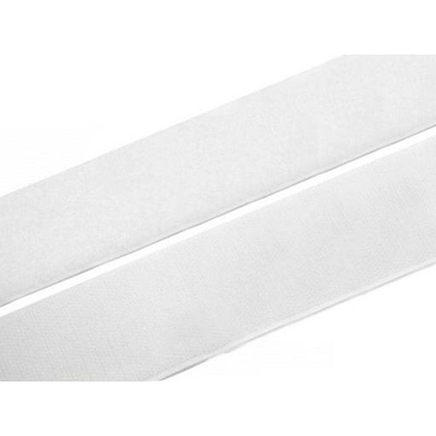 Samolepicí suchý zip 20 mm, háček + plyš – bílý, metráž - bílá