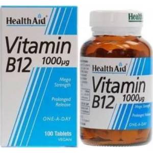 HEALTHAID Хранителна добавка витамин В12 , Health Aid Vitamin B12 - Cyanocobalamin 1000ug, 100 P. R. tabs