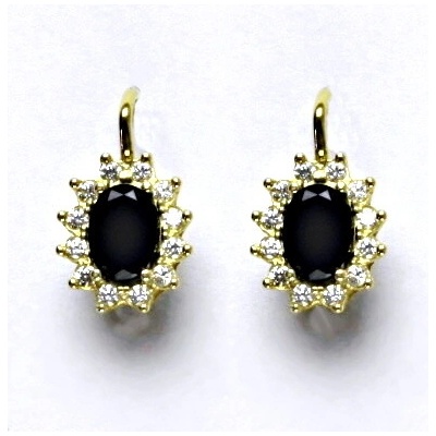 Čištín Zlaté náušnice Kate, žluté i bílé zlato, přírodní granát, čiré zirkony, NK 1480