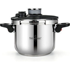Swiss Haus Тенджера под налягане Swiss Haus SH-PCA8L, 8 л, 24х18.6 см, 100 kPa, Неръждаема стомана, Без PFAS, Трислойно дъно, Индукция, Сребрист (SH-PCA8L)