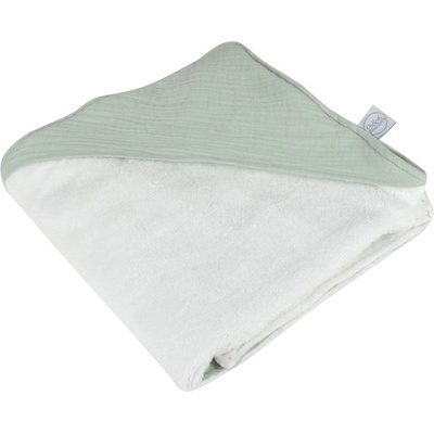 Bébé Douceur Зелена муселинова детска хавлия с качулка 75x75 cm - Bébé Douceur (6TEX238VM)