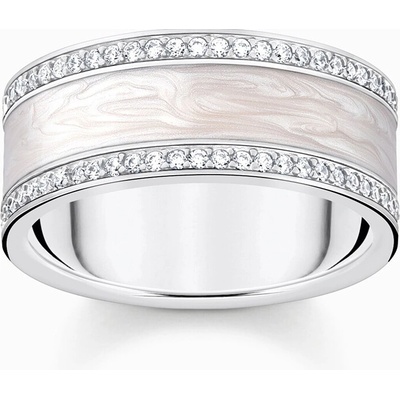 Thomas Sabo TR2446 041 14 Silver band ring w. white zirconia and enamel