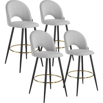 Tectake 405874 sachel samet světle šedá / černá 4 ks