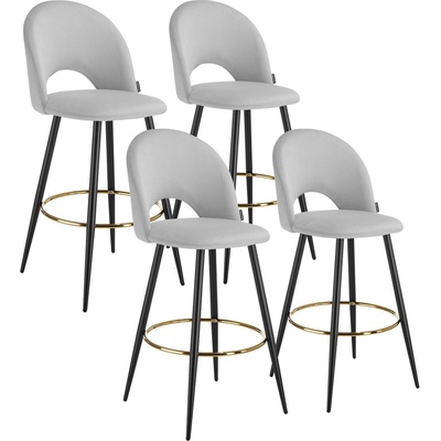 Tectake 405874 sachel samet světle šedá / černá 4 ks