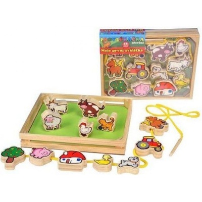 Teddies Prevliekačka drevená Moje prvé zvieratká dielikov v krabičke