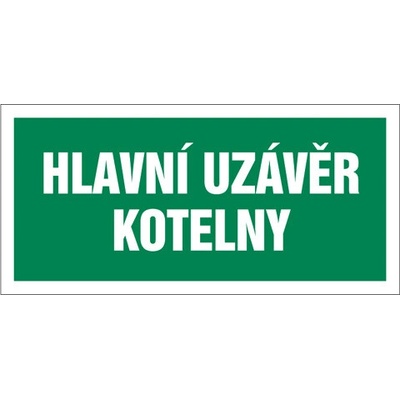 Značka Hlavní uzávěr kotelny, samolepicí fólie, 100 × 210 mm BZ FT929