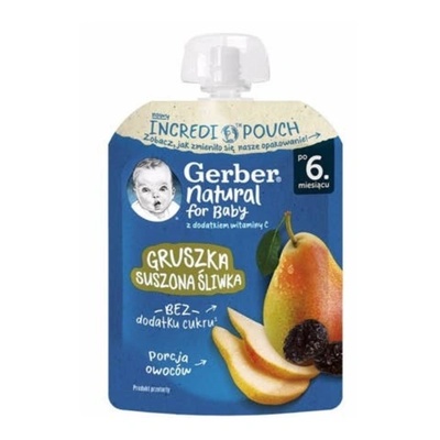 Gerber Био пауч за бебета с круша и слива 80г