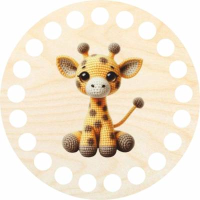 Woody Crafts Podtácek, kruh 10 cm, Háčkovaná žirafa