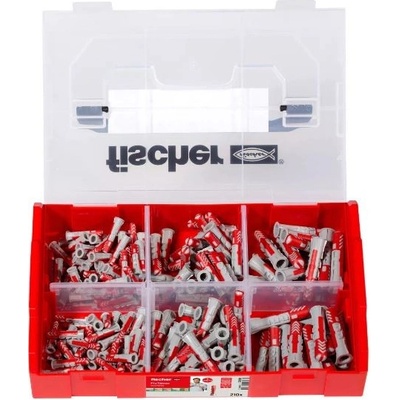 Sada hmoždinek FixTainer DuoPower (536161) 210ks FISCHER Sada hmoždinek 120 ks duopower 6x30, 60 ks 8x40, 30ks 10x150 – Sleviste.cz