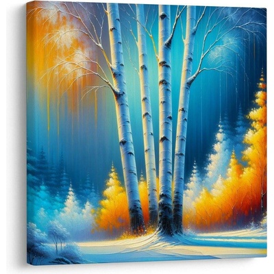 Obraz lesní klid pod sněhem - 40x40