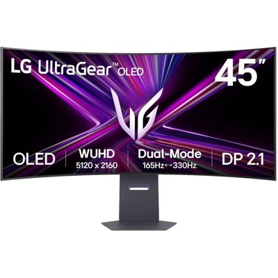 Монитор LG 45GX950A-B, 44.5" (113.03 cm), OLED панел, 165Hz, WUHD, 0.03ms, 1 500 000: 1, 275cd/m2, DisplayPort, HDMI, USB (45GX950A-B)