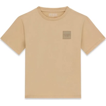 GUESS Бежова тениска за момче с изчистен дизайн с малко лого Guess