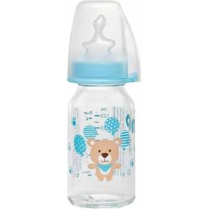 Nip Бебешко стъклено шише NIP - Flow S, 0-6 м, 125 ml, boy (4000821350694) - ozone