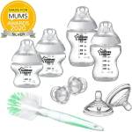 Tommee Tippee Стартов комплект за новородено с 4 бр. шишета + 2 бр. биберони + 2 бр. залъгалки + четка за почистване на шишета