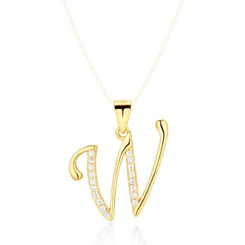 SAVICKI Висулка savicki. буква w: позлатено сребро. кубичен цирконий