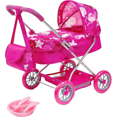 Bayer Design Количка за кукли Bayer - Smarty, с прибори за хранене, розова (12249AB)