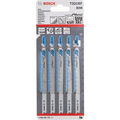 Bosch Pílové plátky do priamočiaré píly T 321 BF, Speed for Metal, 5 kusov, 2608636707