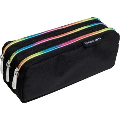 Несесер EXACOMPTA Rainbow, 3 отделения, с цип, правоъгълен, 22.5х8х10 см, текстил, черен