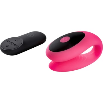 Virgite - вибратор за двойки с дистанционно управление (черно-розов)