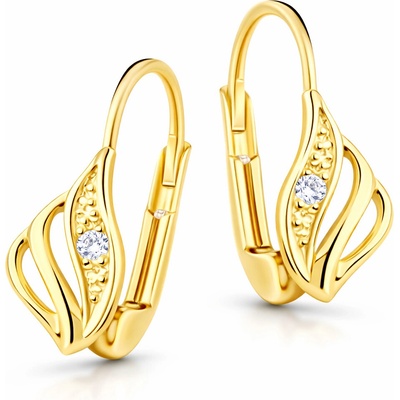 Cutie Jewellery Luxusní náušnice ze žlutého zlata s třpytivými zirkony Z8024-55-10-X-L1