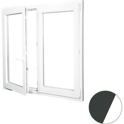 Aluplast Plastové okno dvoukřídlé antracit/bílé 800 x 900 mm Levé, Trojsklo Ug= 0,7
