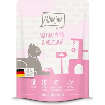 MjAMjAM Quetschie šťavnaté kuřecí maso a divoký losos 24 × 300 g