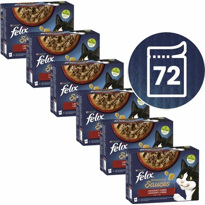 Felix Sensations Sauces hovädzie jahňacie morka kačica v omáčke 72 x 85 g