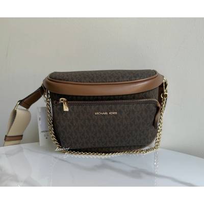 Michael Kors Slater medium chain sling pack dámská ledvinka & kabelka hnědá monogram