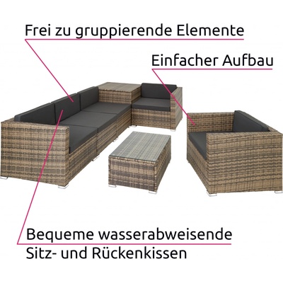 tectake 403725 zahradní ratanový nábytek pisa, varianta 2 přírodní