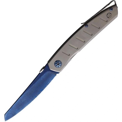 Maserin Blue Damascus/ Titanium Recurved Tanto folder