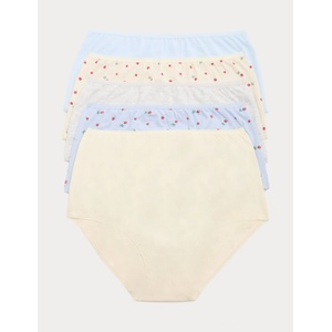Marks & Spencer Бикини с висока талия и щампа от памук Lycra, 5 бр. Marks & Spencer син Marks & Spencer | Sin | ЖЕНИ | 10