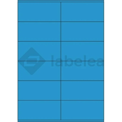 Labelea Samolepiace etikety 105x48 mm farebné papierové, na hárku A4, pre laserovú a atramentovú tlač, Farba etikiet Modrá, Počet hárkov v balení 100 EPY105048PB012S